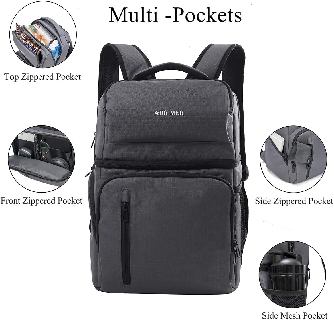 Cooler Backpack, Large Backpack Cooler, Fishing Backpack with Cooler, Double Deck Backpack Lunch Box for Men Women to Hiking, Work, Beach, Travel
