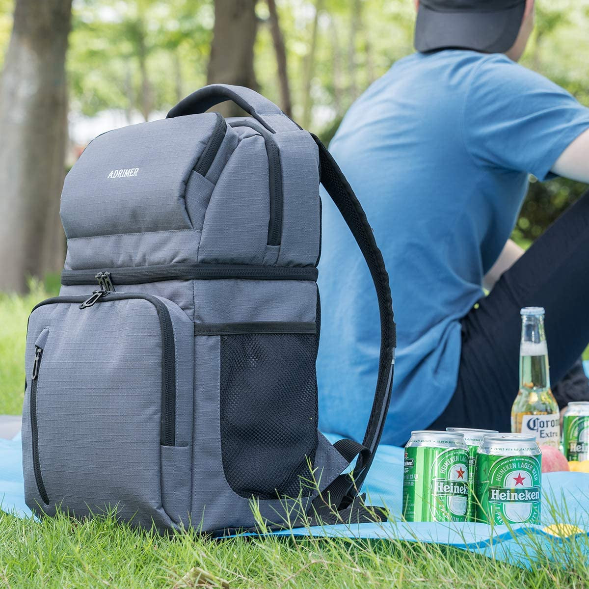 Cooler Backpack, Large Backpack Cooler, Fishing Backpack with Cooler, Double Deck Backpack Lunch Box for Men Women to Hiking, Work, Beach, Travel