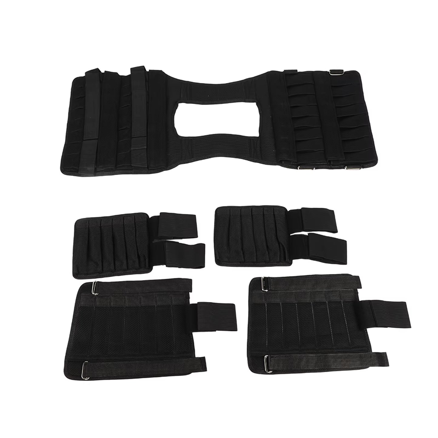 Max Loading 35Kg Adjustable Vest Weight Exercise Weight Loading Cloth Strength Training with 6Kg Leg Weight 5Kg Arm Weight Empty