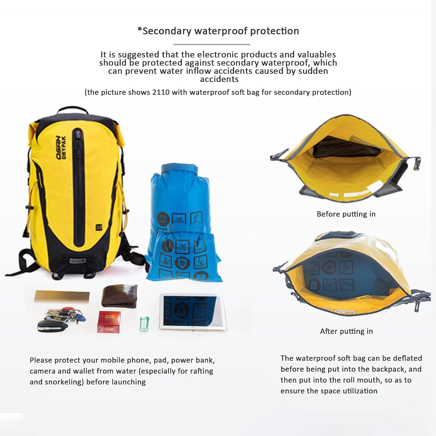 Waterproof Hiking Backpack 30L Foldable Tracking Bags Traveling Camping Backpack