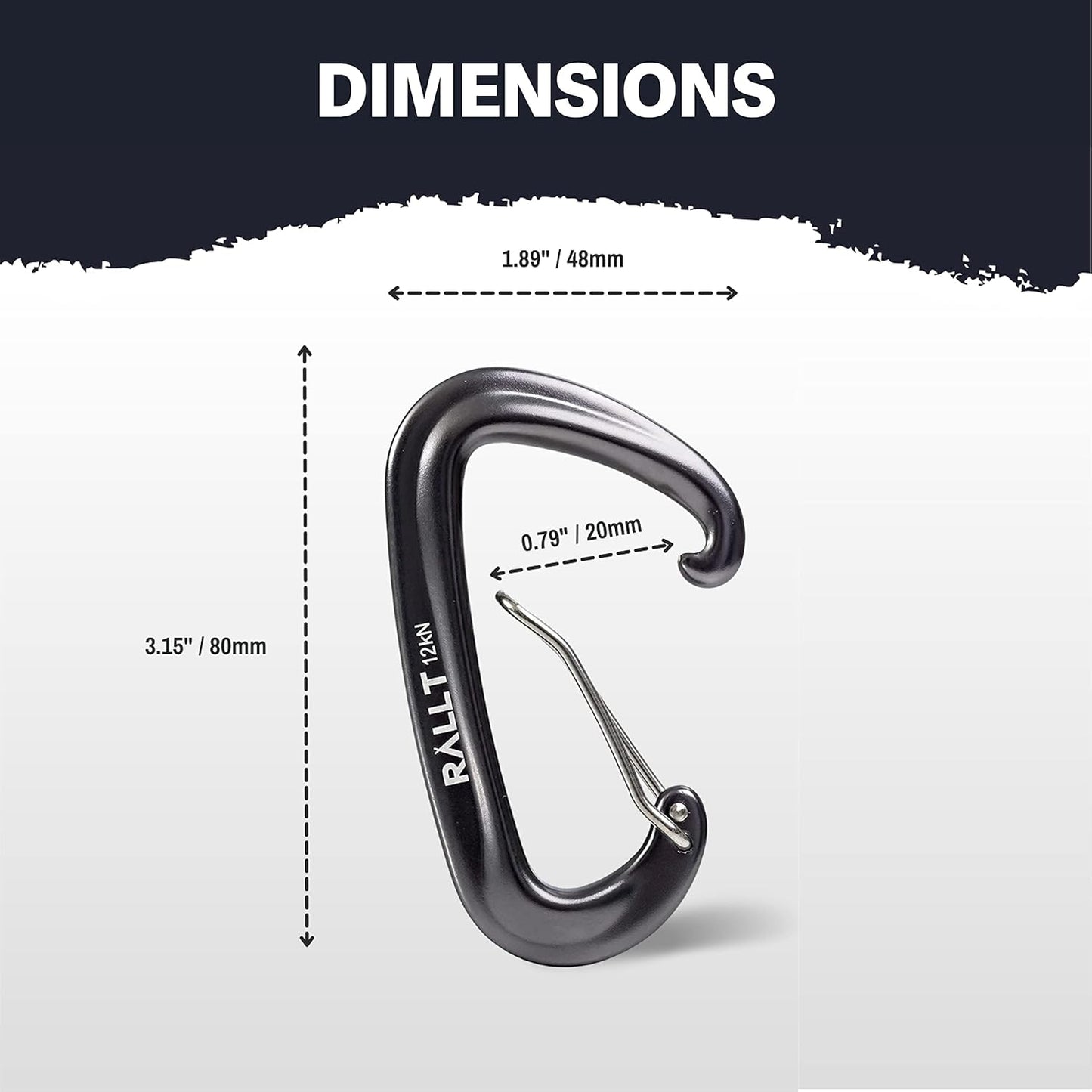 Carabiners 12Kn- Heavy Duty Carabiner Clip for Hiking, Hammock, Backpacking- Lightweight, No Rust Aluminum Camping Accessories