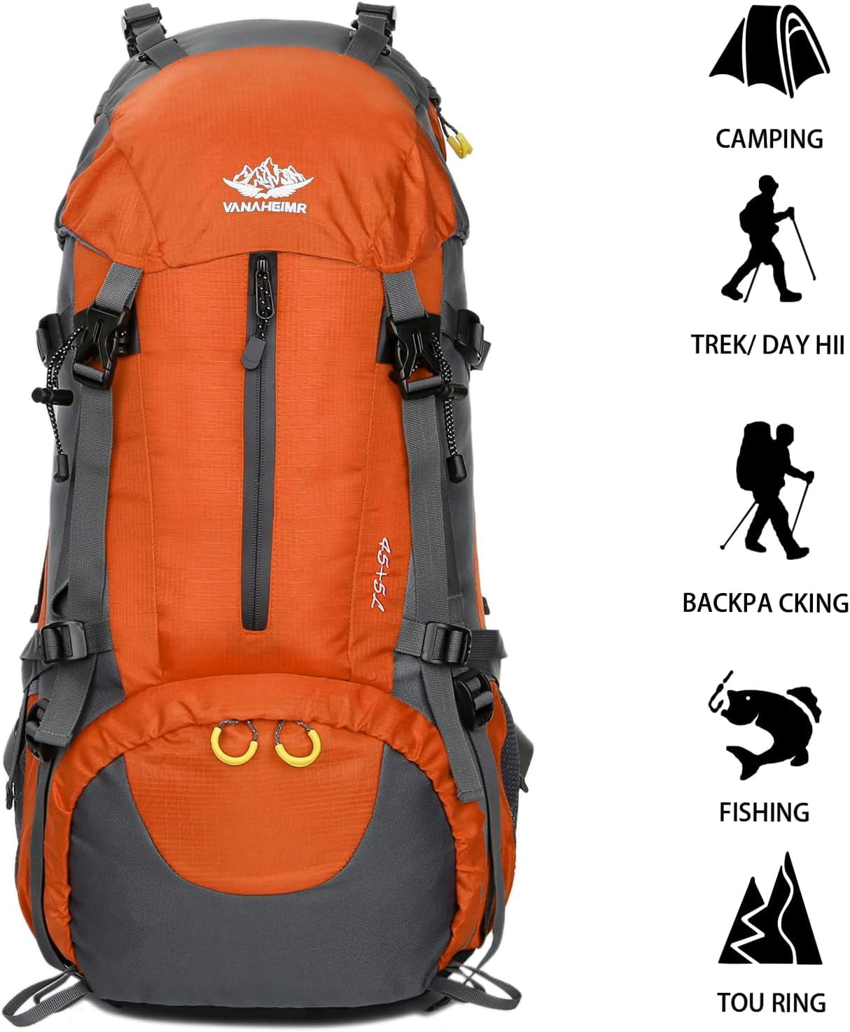 50L Hiking Backpack Men Camping Backpack with Rain Cover 45L+5L Lightweight Backpacking Backpack Travel Backpack