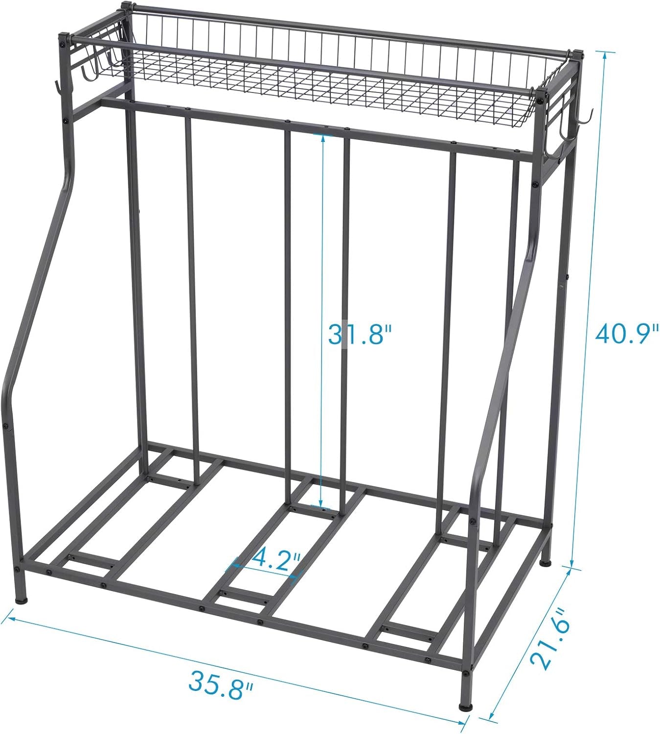 Bike Stand Rack, 3 Bicycle Floor Parking Stand, Bike Rack for Garage Storage, 3 Widths Adjustable Bike Slot for Mountain, Hybrid, Kids Bicycles, Indoor Outdoor Bike and Sports Storage Station