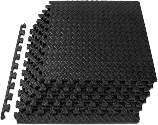 Puzzle Exercise Mat ½ In, EVA Interlocking Foam Floor Tiles for Home Gym, Mat for Home Workout Equipment, Floor Padding for Kids, Blue, 24 in X 24 in X ½ In, 24 Sq Ft - 6 Tiles